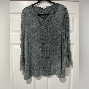 Adore Mottled Gray Knit Long Sleeve  Top